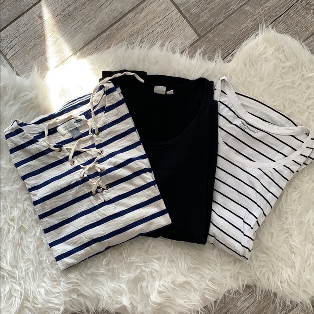 BUNDLE Maternity tops t-shirts stripe black navy